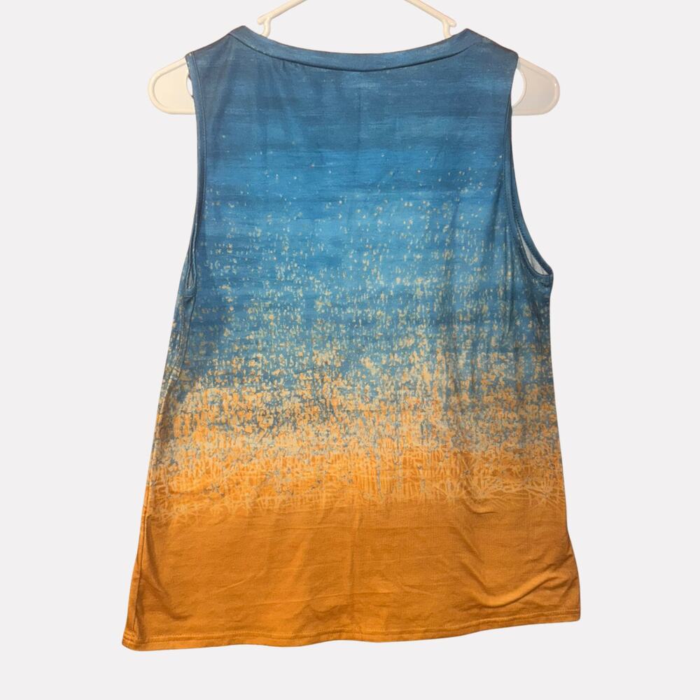 Blue Yellow Ombre Tank Top M Sunsetcore Beach Rave Festival Y2K Sleeveless